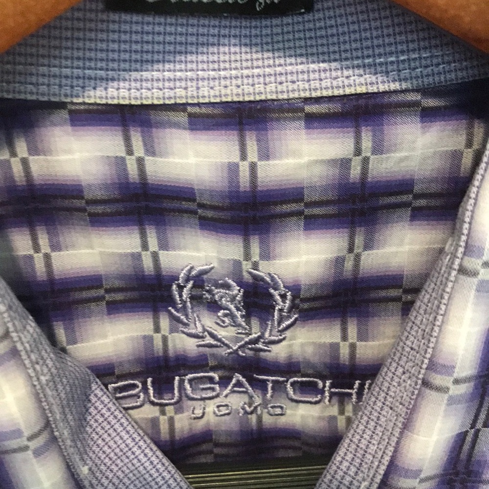 Mens Bugatchi Size Xl Button Up. Purple & White - image 4